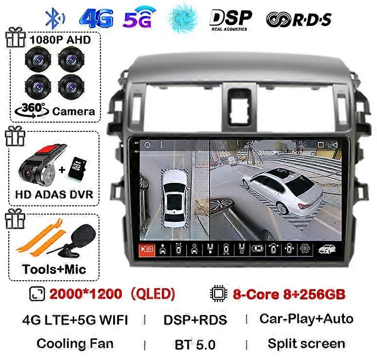 Android 13 Carplay Car Radio For Toyota Corolla E140/150 2007 2008 2009 2010-2013 Multimedia Player Gps 2din Head Unit Stereo Bt