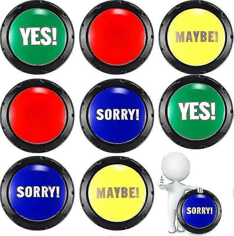 8 Pack Yes Sound Button Set, Maybe Sorry Sound Button Buzzer Talking Answer Buzzers Speaking Speech Buttons With