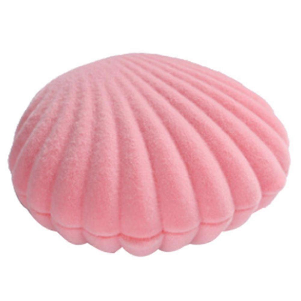 Mini Portable Shell-Shape Solid Color Storage Box Decoration Jewelry Container Holder (Pink)