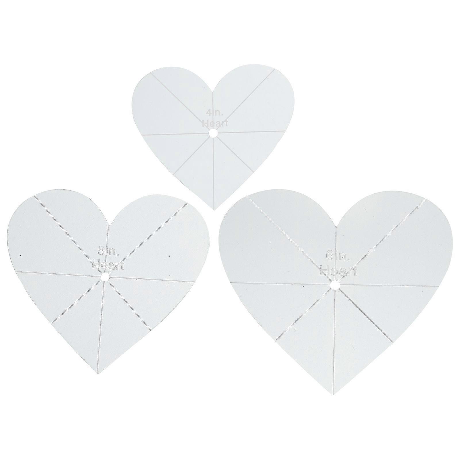 3Pcs Acrylic Patchwork Rulers Professional Stitching Rulers Simple Heart Shape Ruler