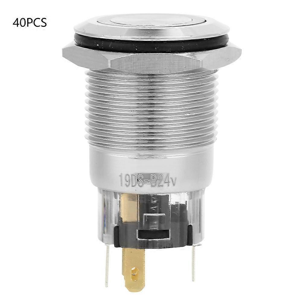 40Pcs Self-locking Type Flat Ring Head with Light Nickel Plated Brass Button Switch(blue)