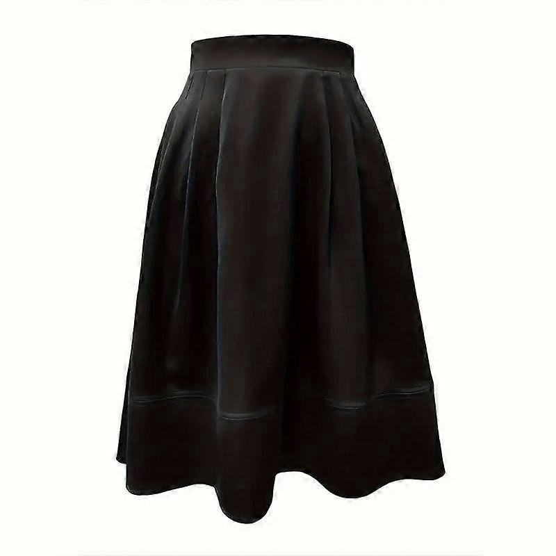 Women's Summer Silk Surface Pleated Patchwork Solid Colour Half-body Skirt