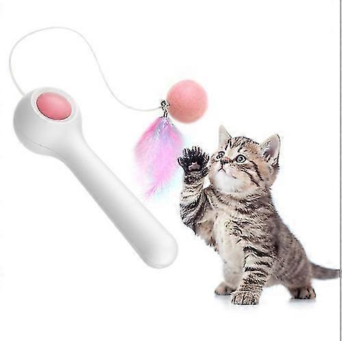 Cat Interactive Toy Automatic Telescopic Funny Cats Stick Colorful Feather Stick