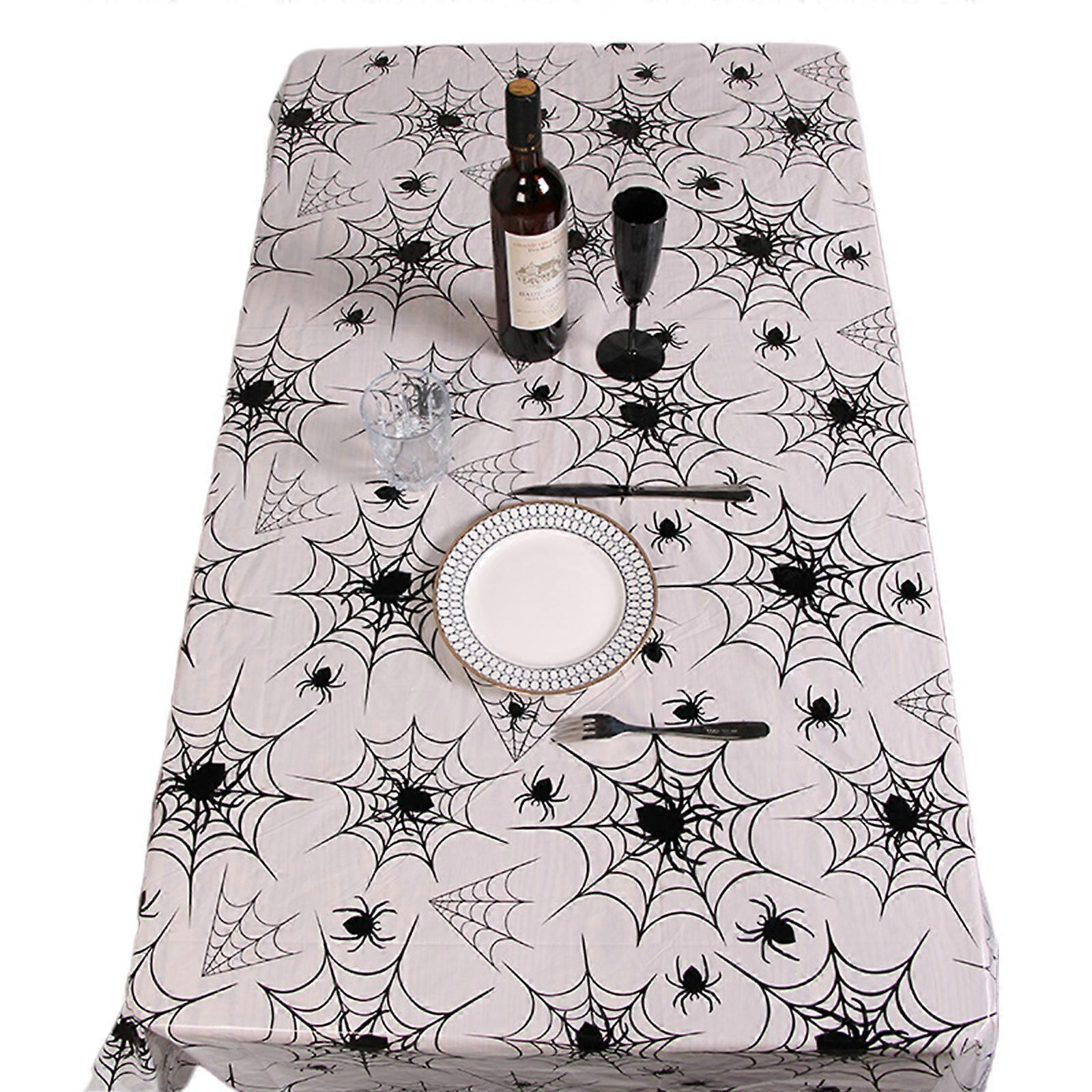 Halloween Table Cloth Spider Web Rectangle Tabletop Decorative Ornament for Home Holiday Party Dining Table Decoration