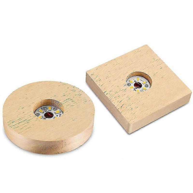 2 Stück Holz Licht Display Basis Holz LED Display Basis Kristallglas Licht Fuß Holz Led Di