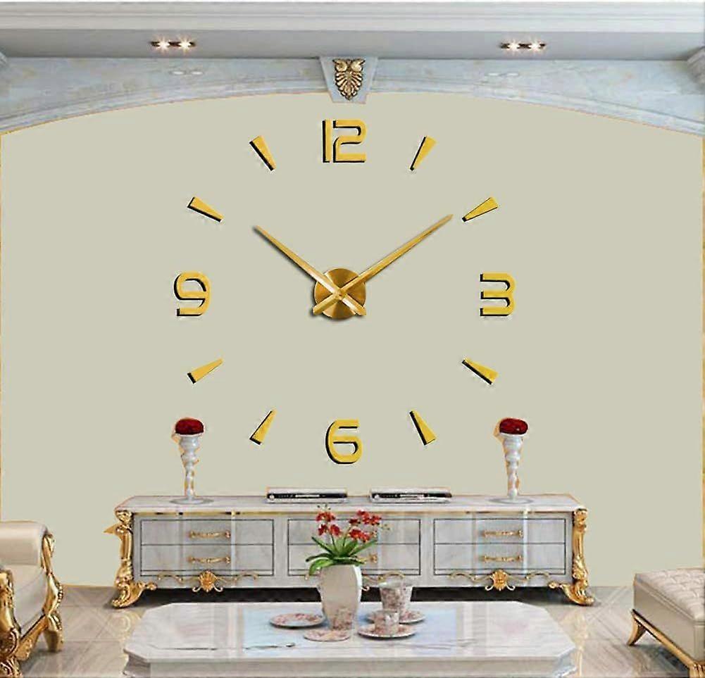 DIY personality clock creative clocks large size wall clock (golden)