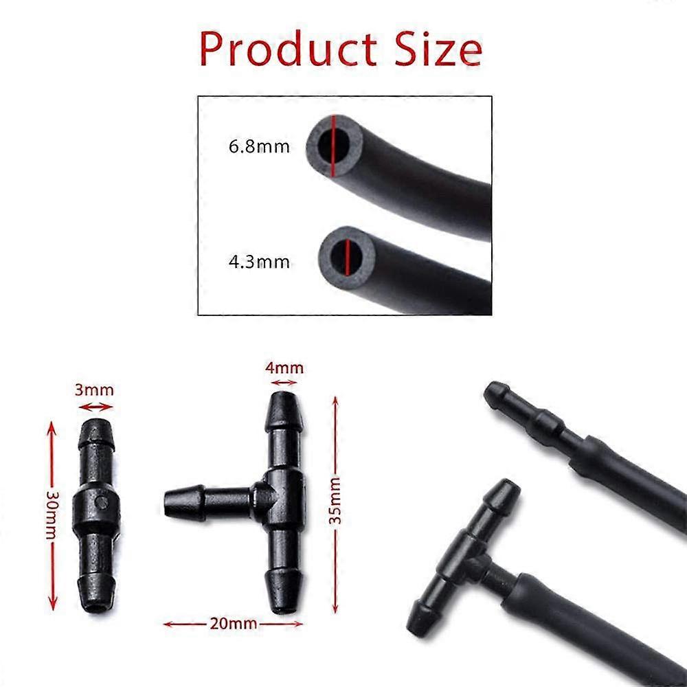 Windshield Washer Nozzles Kit for Chrysler / Dodge / Jeep / Ram 2 Meters Fluid Hose with 2 Pcs Conne
