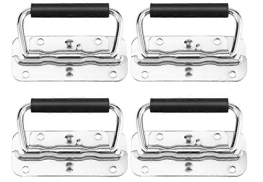 Pieces Spring Loaded Folding Handles, Stainless Steel Handles, Metal Folding Handle for Toolbox or Storage Box(100mm)