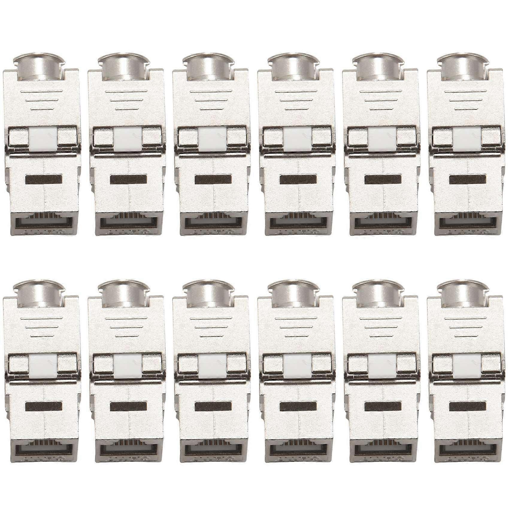 12 Pcs RJ45 Cat7 Cat6A Shielded Zinc Alloy Module Network Jack Connector Adapter 10GB Network