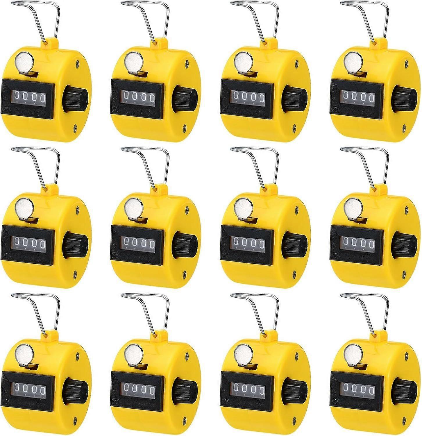 Counter, Counting Counter, 4 Digit Hand Counter, Handheld Plastic Small Gym Counter (Yellow)