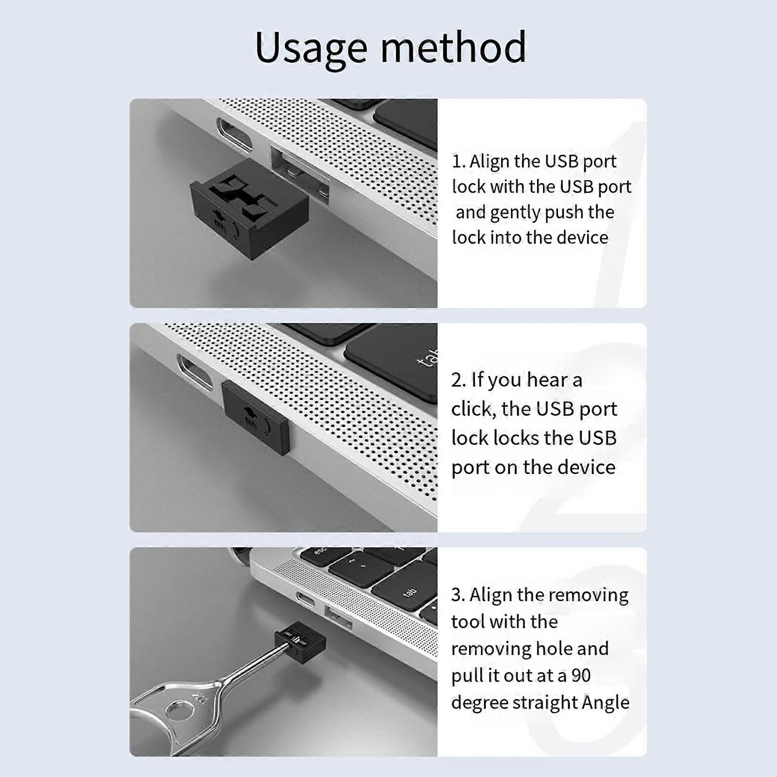 Verrou De Sécurité Pour Port USB - Protection En Métal Et PC Contre Les Accès Non Autorisés, Installation Sans Outil