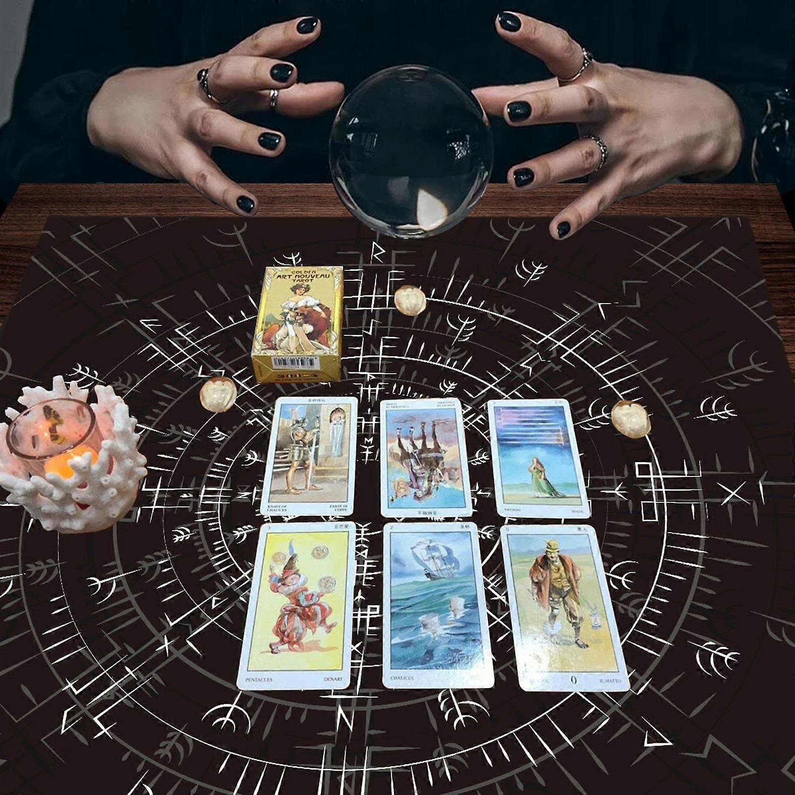 Tarots Tablecloth Rune Divinations Table Cover Astrology Oracles Board Game Mat Square Shape Pendulum Altar Table Cloth 75x75cm