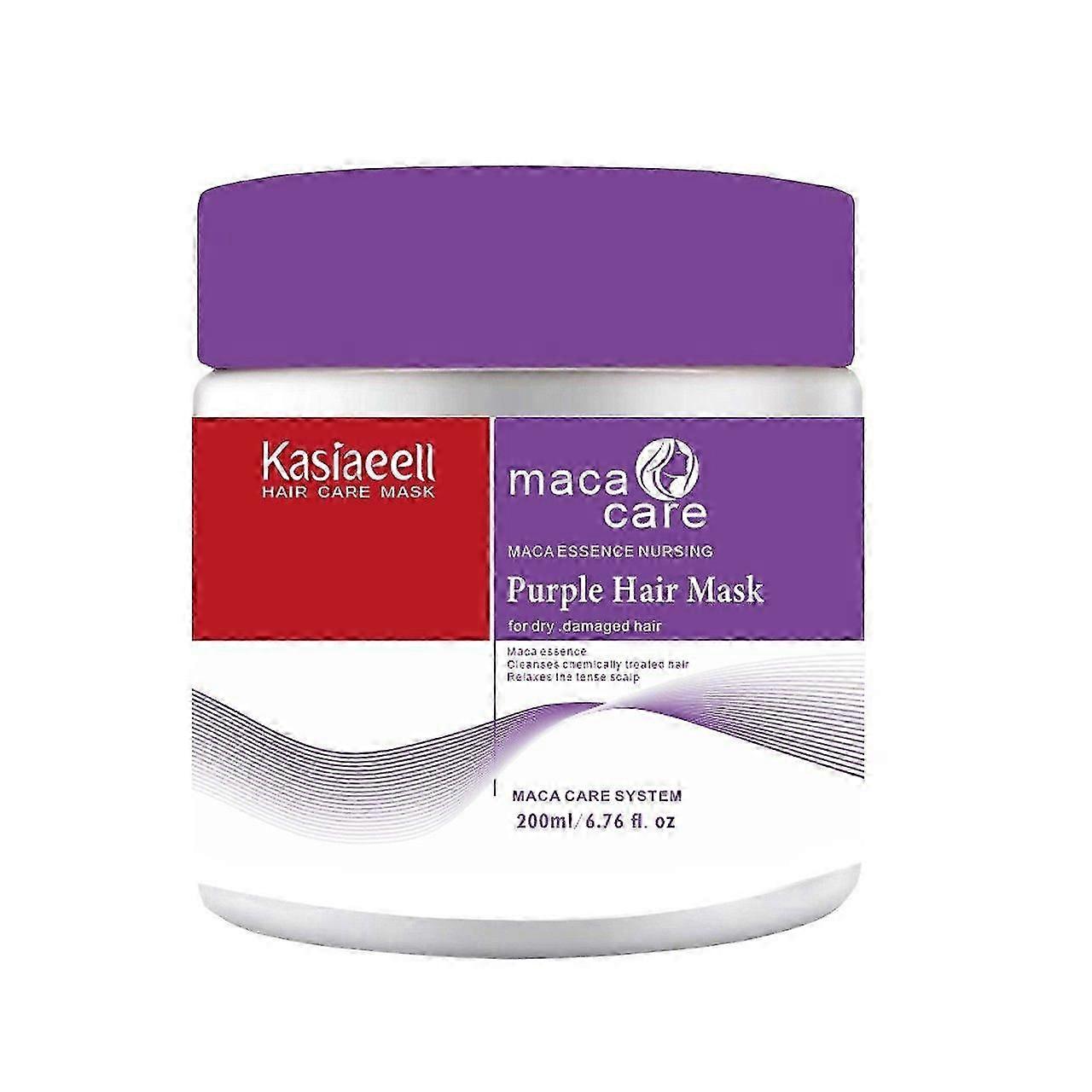 Masque capillaire violet à l’essence de maca, masque capillaire au collagène, masque capillaire à l’huile d’argan, traitement capillaire au collagène pour cheveux secs et abîmés, réparation en profondeur et cheveux nourrissants M