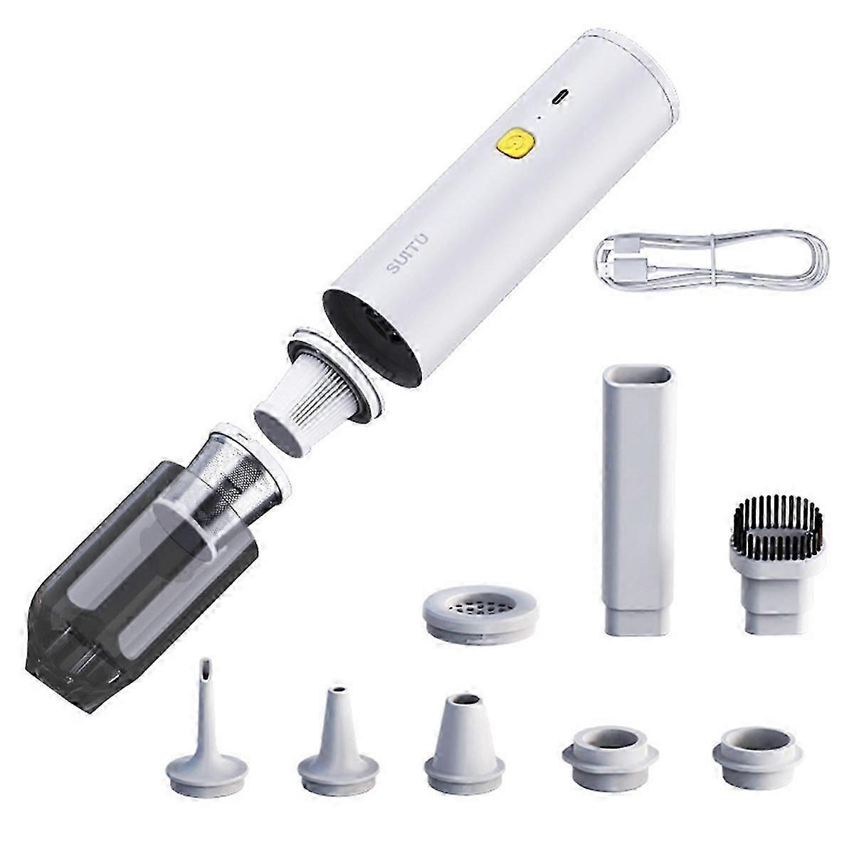 Suitu Aspirapolvere Per Auto Mini Portatile Portatile Aspirapolvere Potente Aspirazione e Spazzamento Aspirapolvere Bianco jn