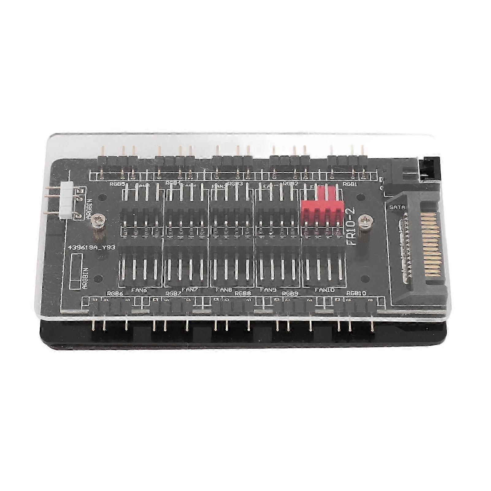 ARGB PWM Fan Hub 1 to 8 Ports, Magnetic SATA-Powered Controller with Acrylic Case for PC Cooling Sync