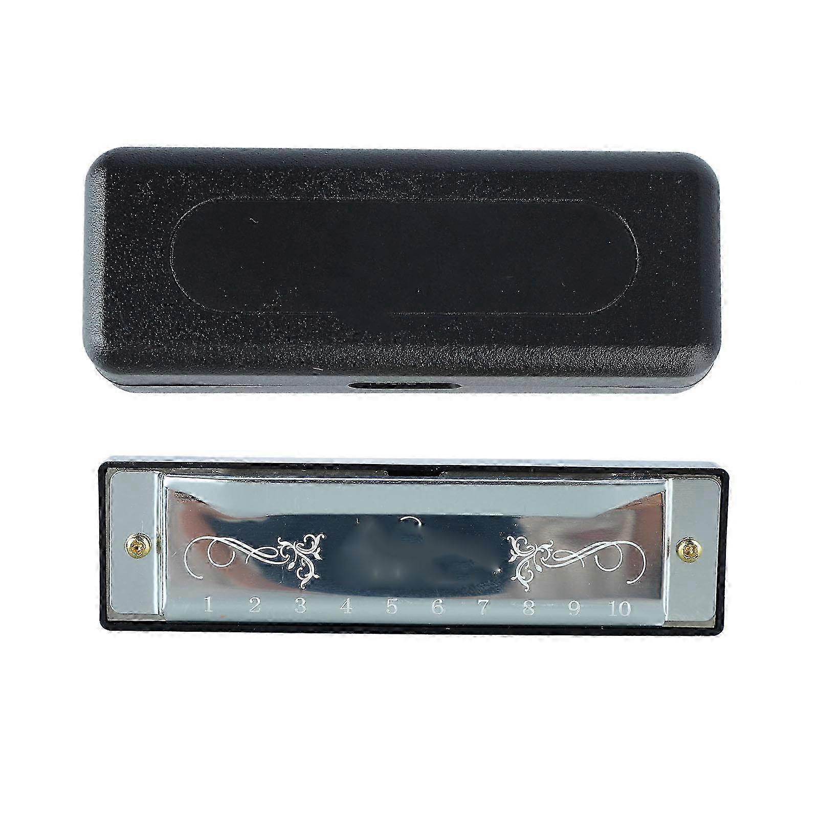 Harmonica 10 Hole 20 Tune C Key Professional Standard Mouth Organ مع حالة للأطفال المبتدئين الفضي