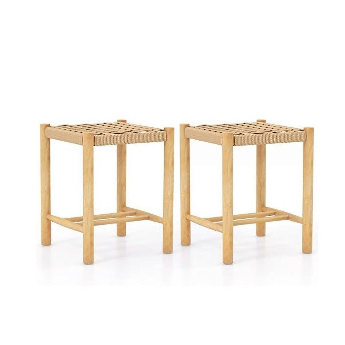 Set di sedie da pranzo con struttura in legno di gomma e sedile in carta di vimini 36 x 36 x 45 cm