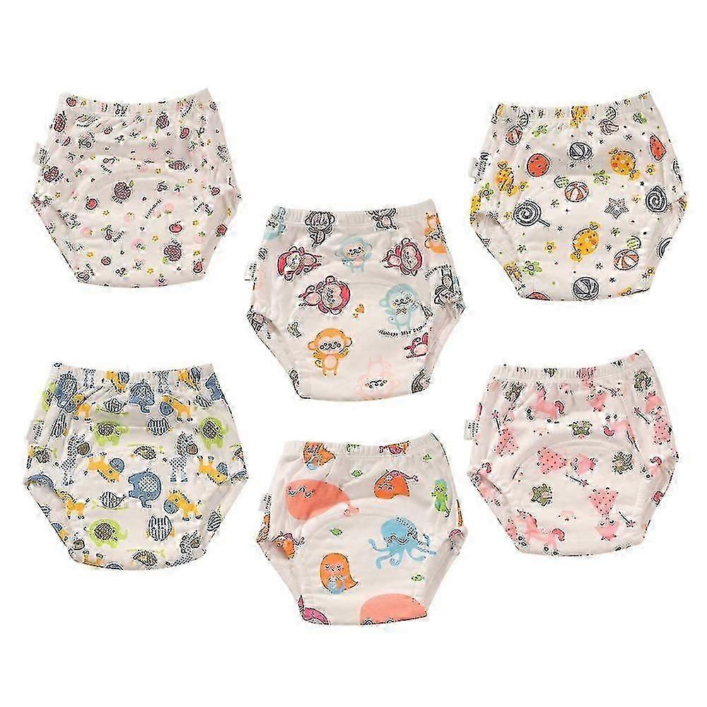 6 st Unisex Bomull Återanvändbar Potty Träningsunderkläder Andas