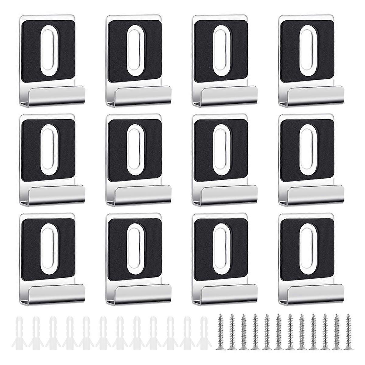 Kit di 12 supporti per clip per specchi in metallo, clip per appendere specchi con vite,