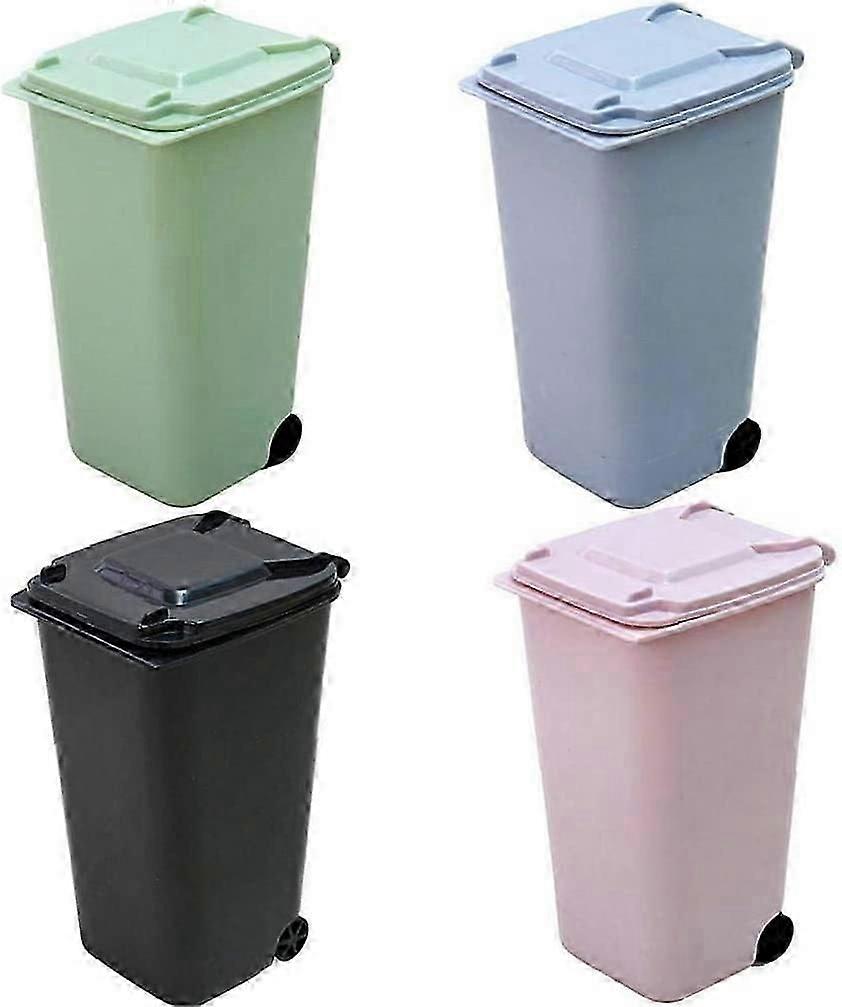 4 Pack  Office Supplies Wheelie Mini Trash Can