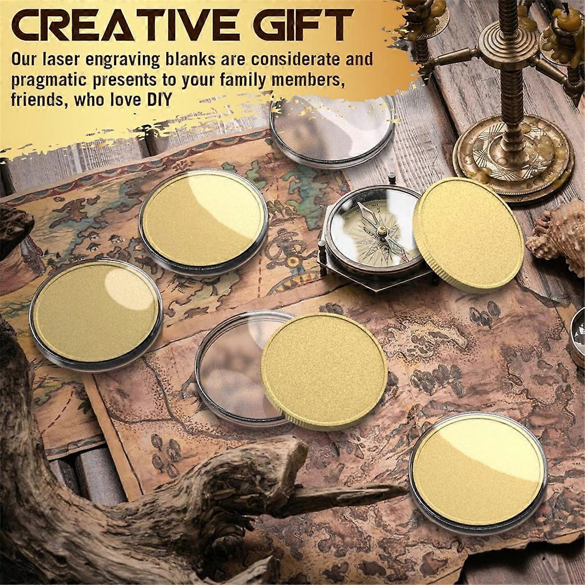 6Pcs Blank , Laser Engraved Patterns Gold