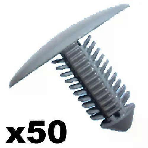 50 Grey Plastic Trim Panel Clips- 7-8mm Hole- 28mm Head