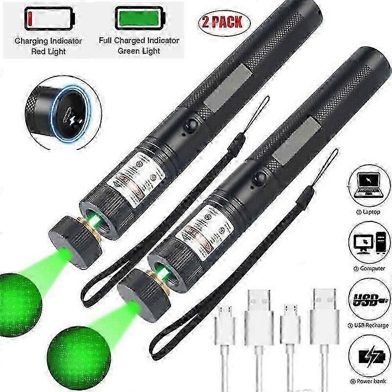 2X laser pointer green 8000 METER range EXTREMELY STRONG / VERY BRIGHT 1mW USB battery