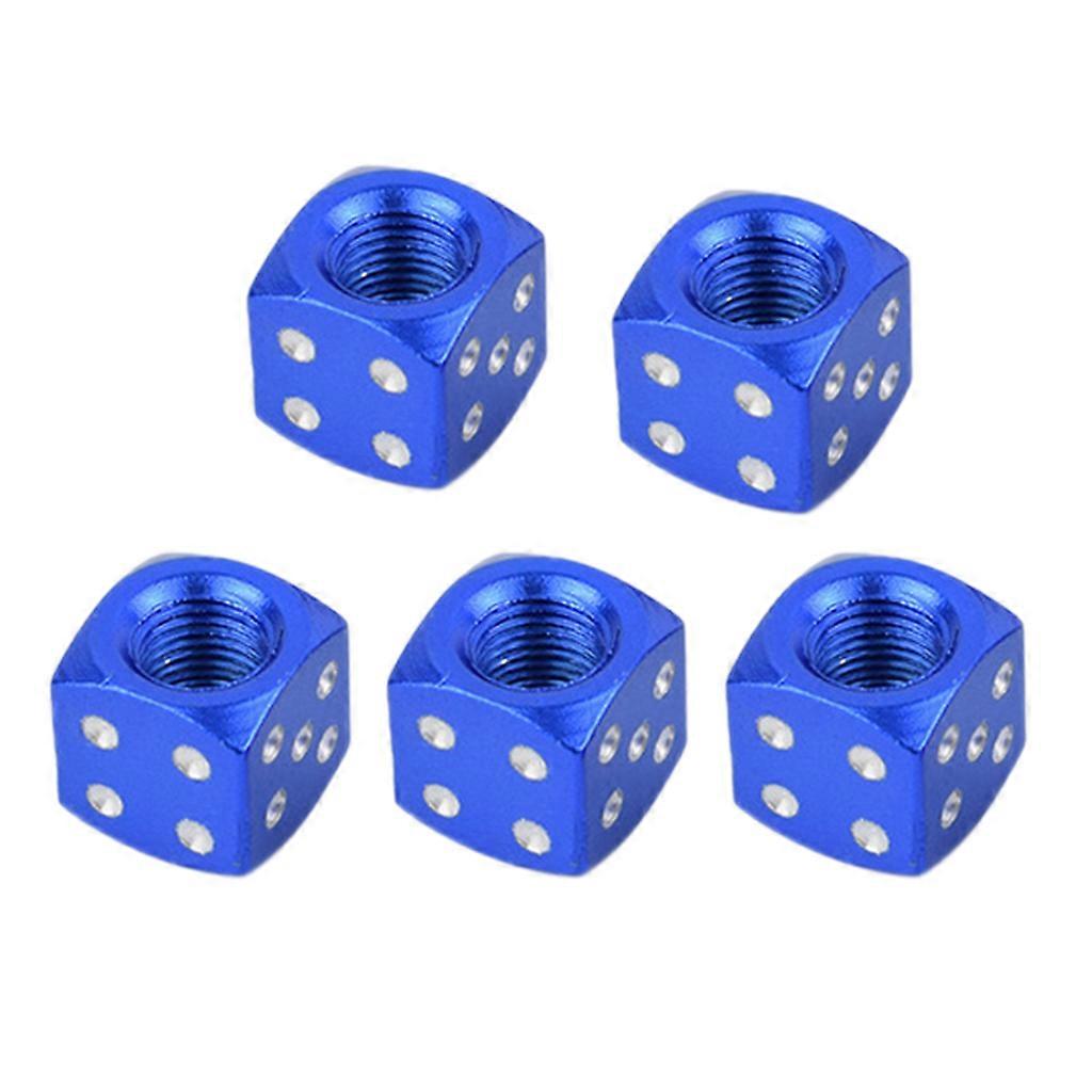 Αέρας ελαστικών ποδηλάτων για κάλυμμα βαλβίδων, 5pcs, για κορμό ποδηλάτου ποδηλάτου βουνού, αέρας για στέλεχος βαλβίδας, σκόνη, ποδήλατο σχήματος ζαριών για V μπλε