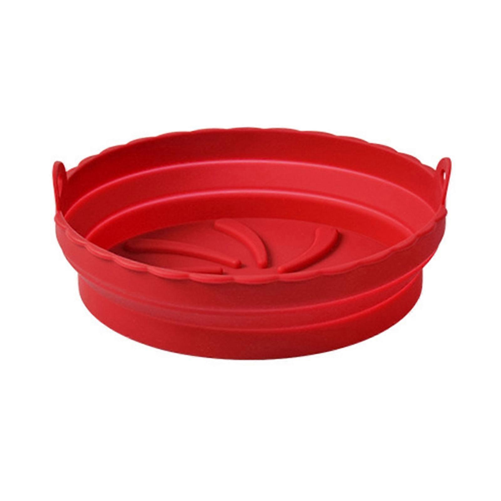 Air Fryer Silicone Pot Food Safe Air Fryers Oven Accessories 2 Color Reusable Air Fryers Baking Oven Non Stick Tray  Red