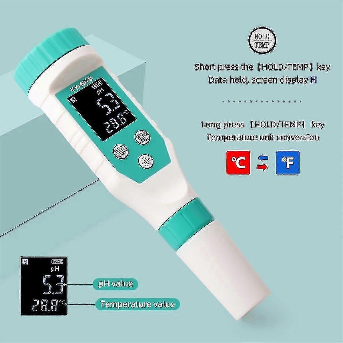 Swimming Pool Salinity Tester: 7-in-1 PH/Free Chlorine/ORP/EC/TDS/Salt/Temp Meter, IP67 Waterproof