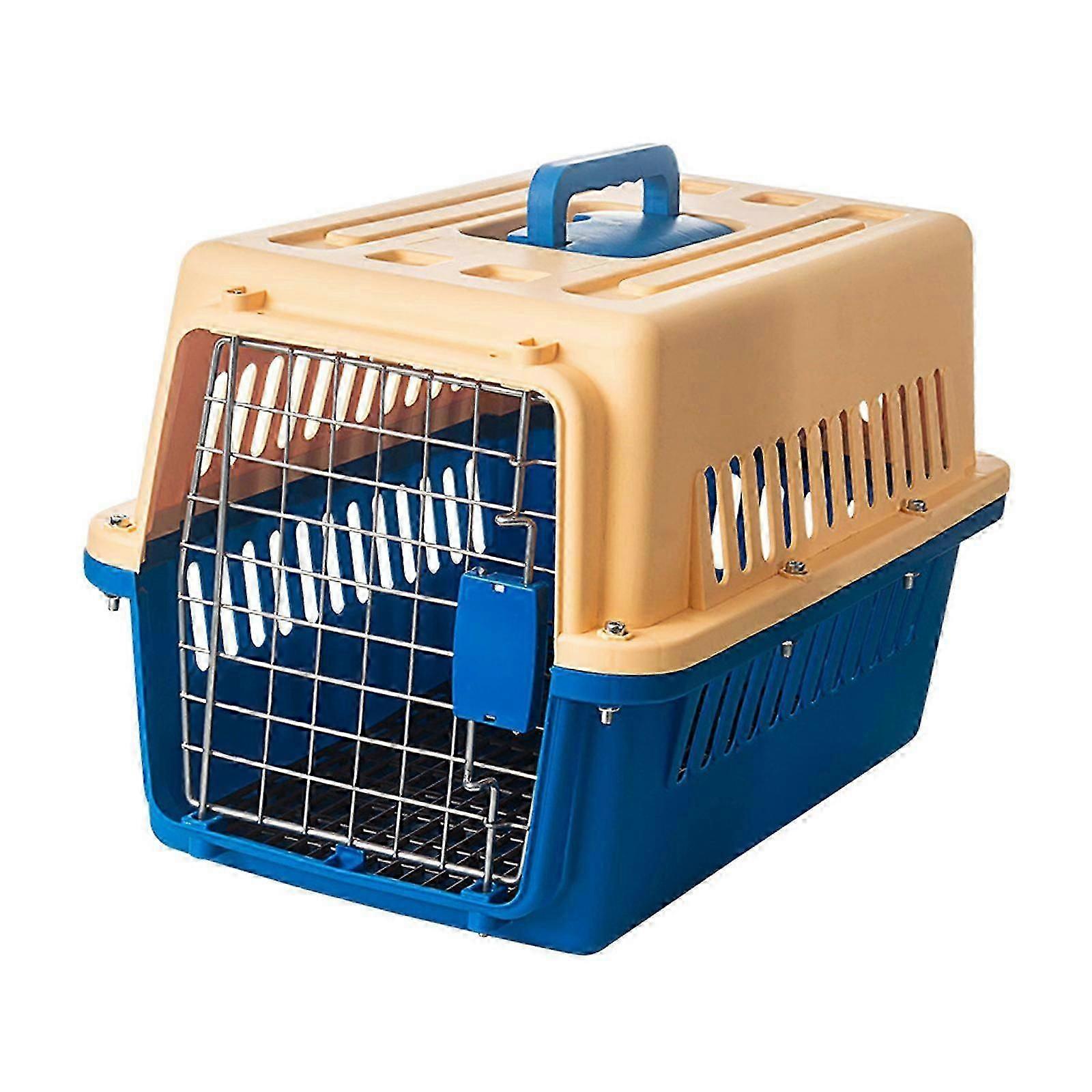 Cat Dog Carrier Ventilation Hard Sided Dog Cat Kennel for Cat Kitten Walking dark blue