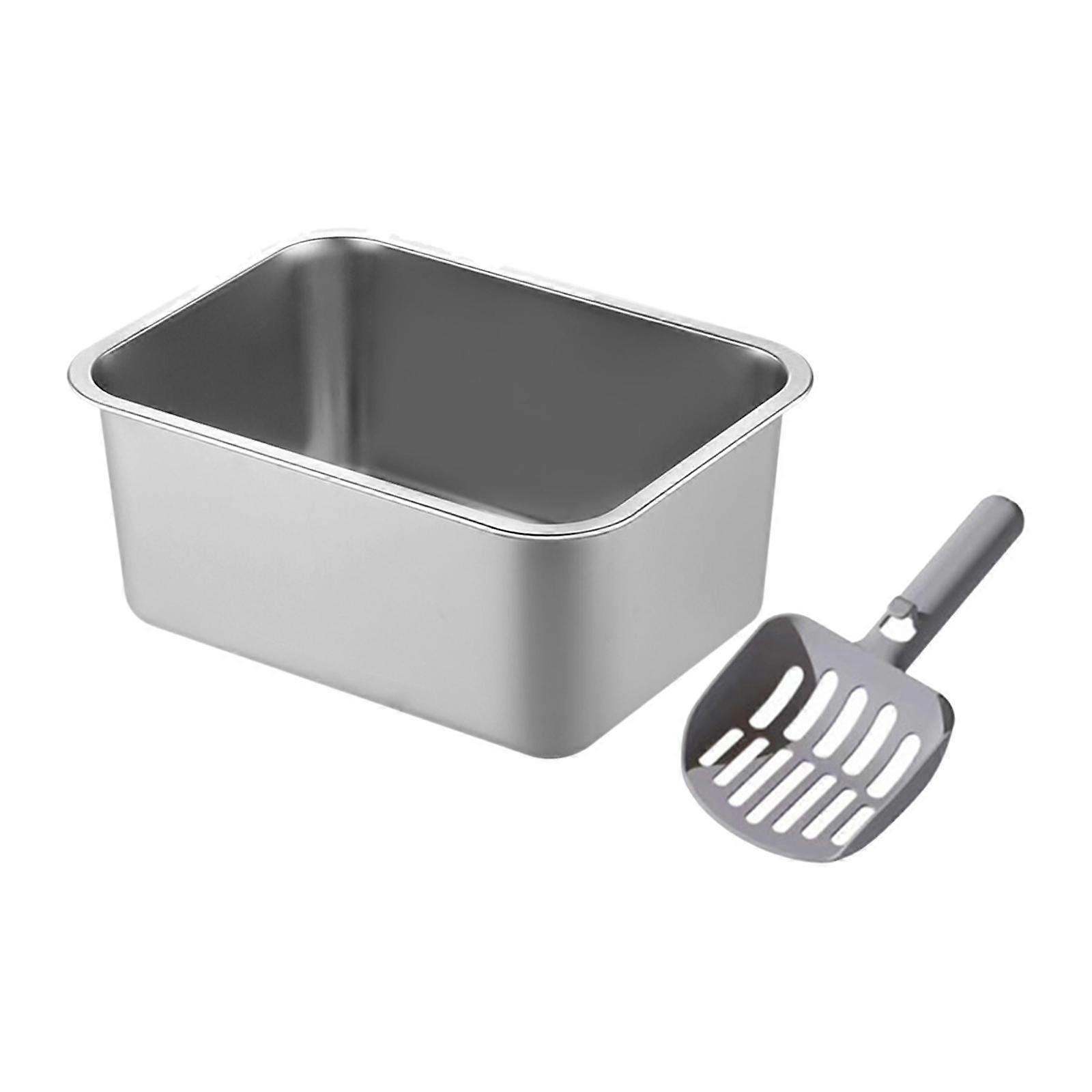 Açık Üst Pet Kedi Kumu Tavası Yavru Kedi Kumu Tavası Paslanmaz Çelik Kediler Tuvalet Kolay