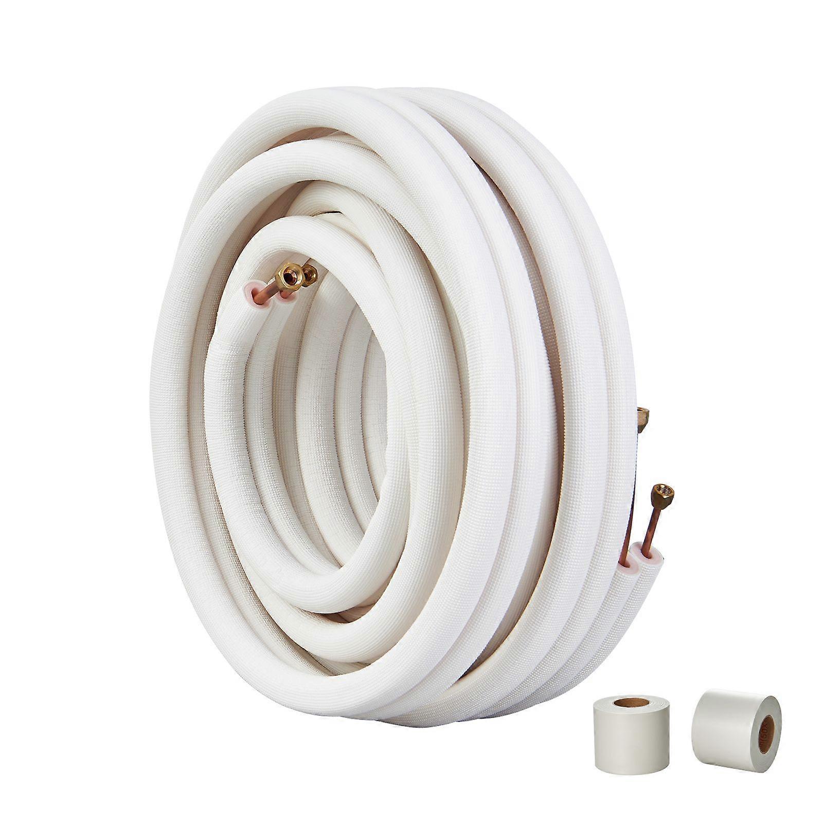 50FT Split Line Set, 1/4" & 3/8" AD Kupferrohre und dreischichtige Isolierung, für Mini Split Air oder Heizungspumpenausrüstung und HLK.