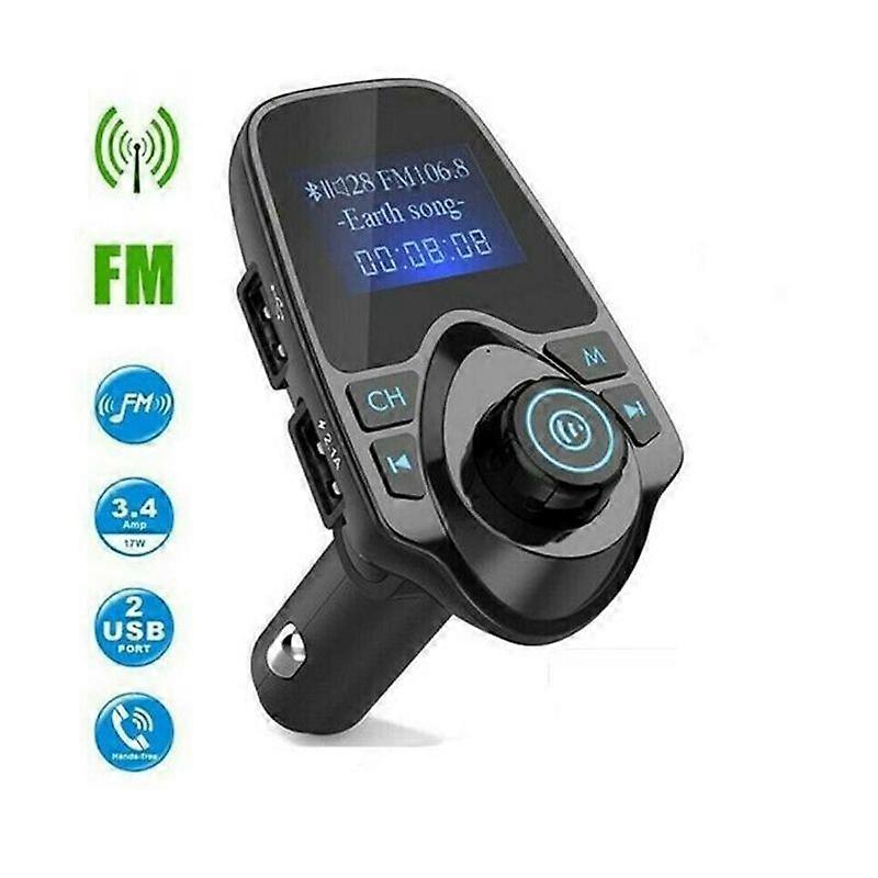 VicTsing Bluetooth FM Transmitter Radio Adapter fr IOS Android, Schwarz/Grau