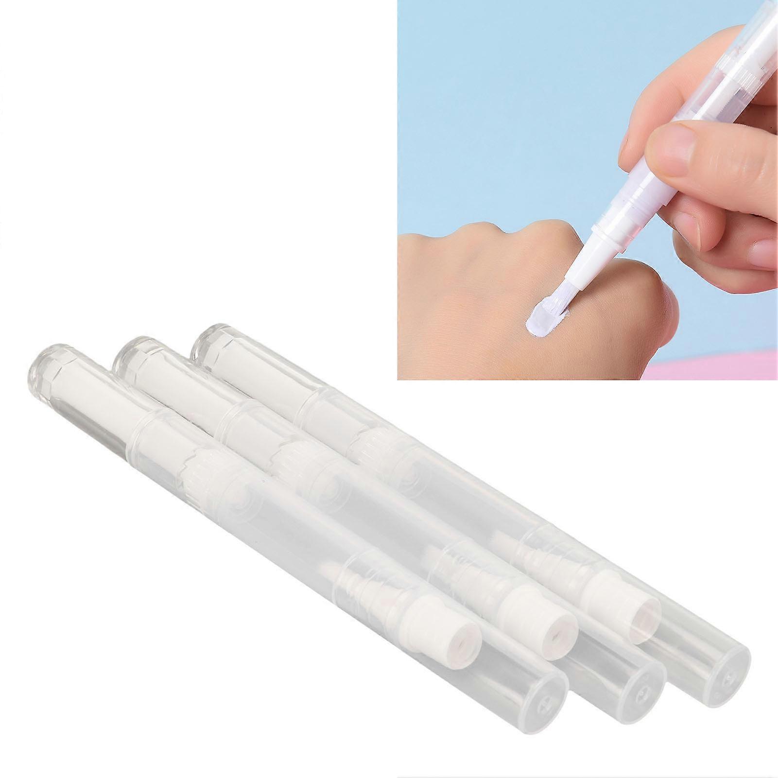 3 Pack 2.5ml Transparent Twist Pens Empty Rotating Reusable Nail Oil Growth Liquid Pen with Brush Tip 