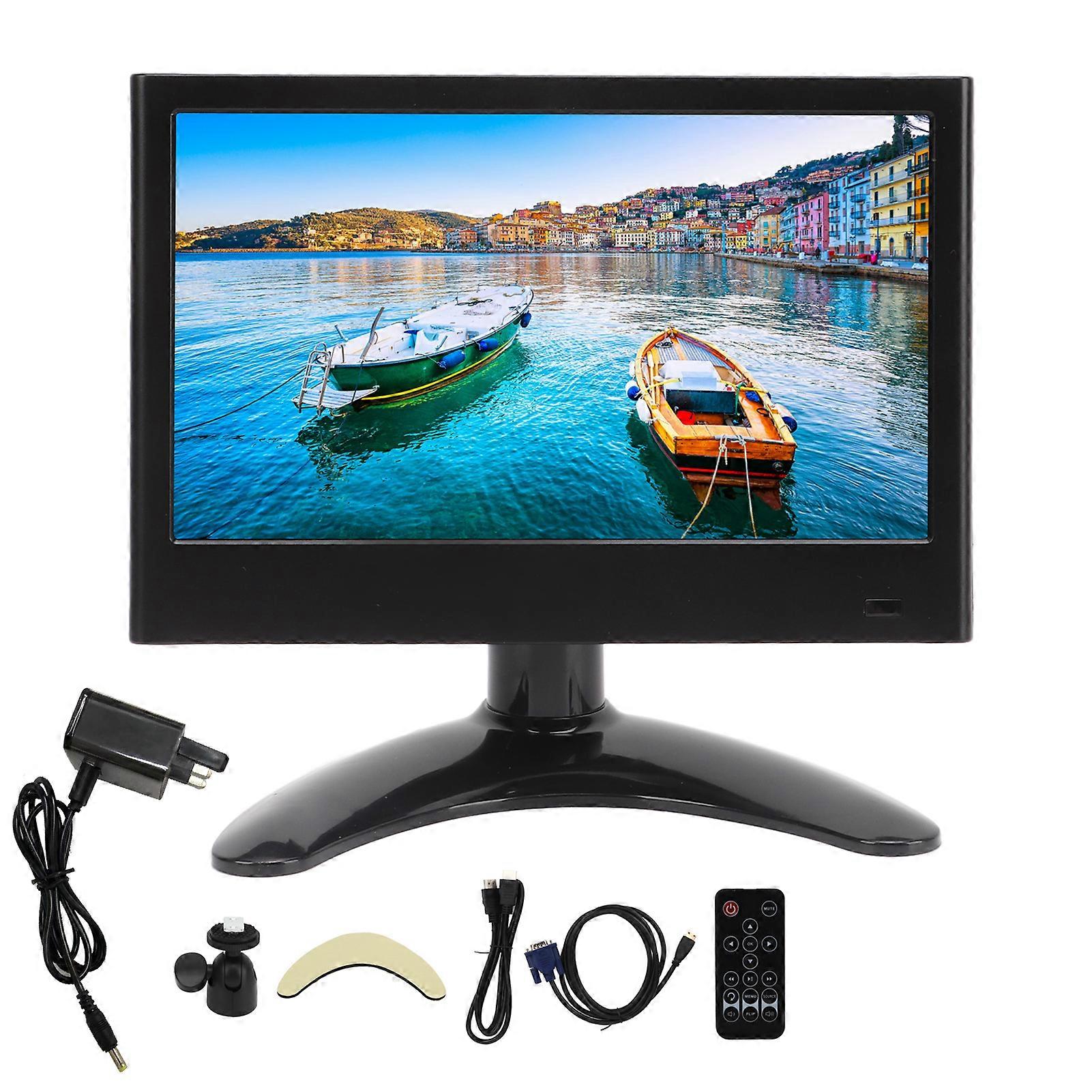 7 Inch Portable Monitor Color VGA AV DC USB HD Multimedia Interface Dual Speakers with Remote Control 100‑240V