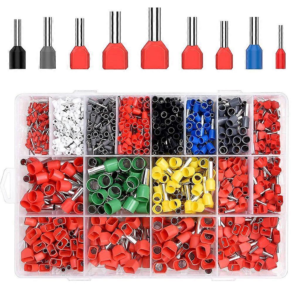 1200-Piece Ferrules Terminal Kit with Insulated Crimping Pliers for Single and Double Wire AGW 23-6