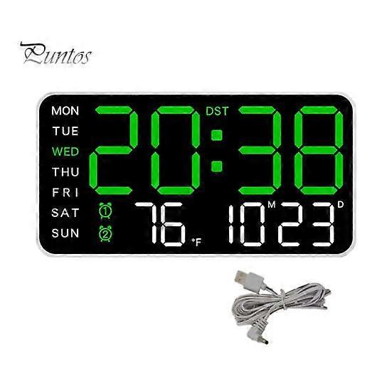 Digital Wall Clock Large Display Auto Dimming Easy-Setup Temperature Calendar Countdown Timer Silent Hanging Clock