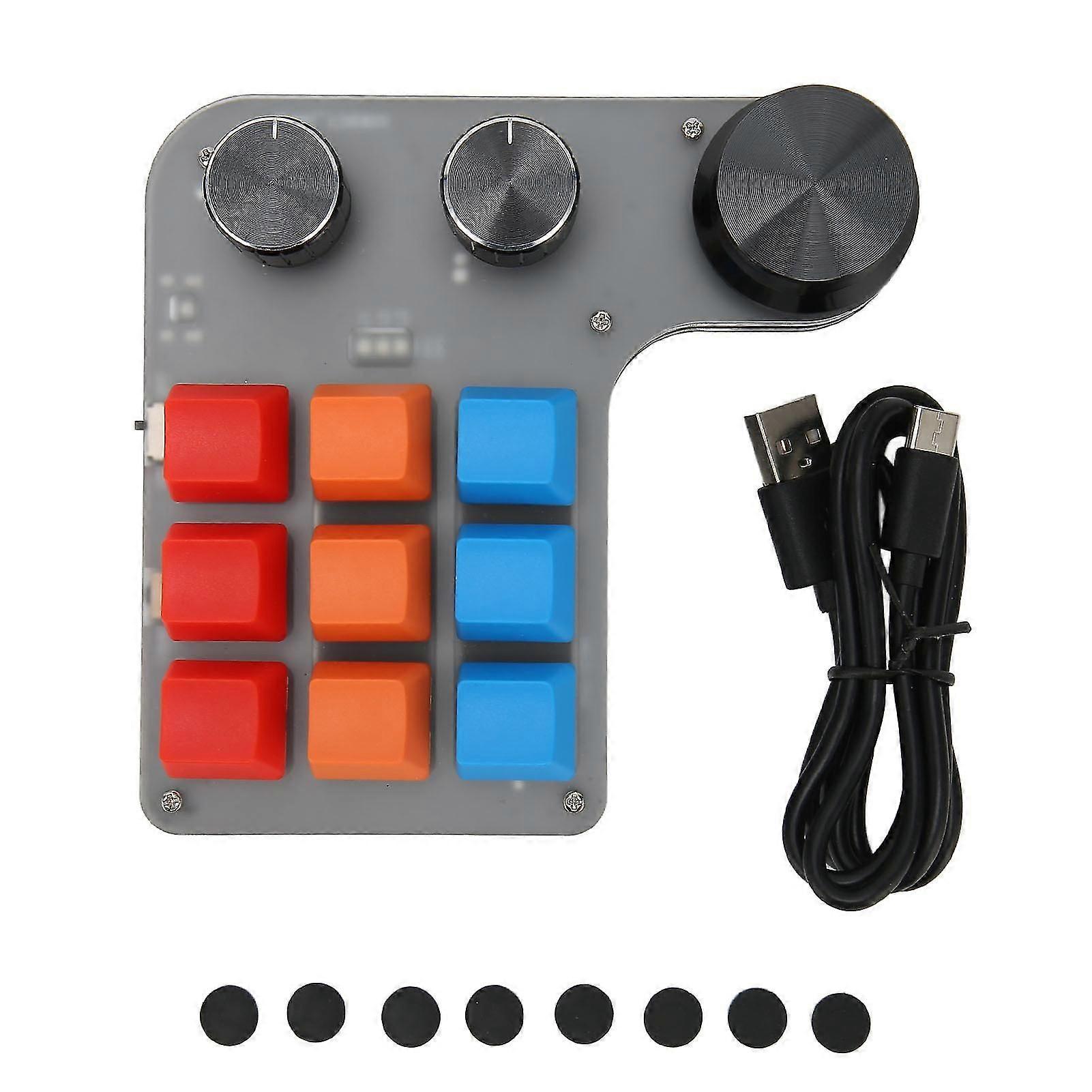 Keys Programmable Keyboard with 3 Knobs Support USB Bluetooth One Handed Macro Mechanical Keyboard for Gaming Office