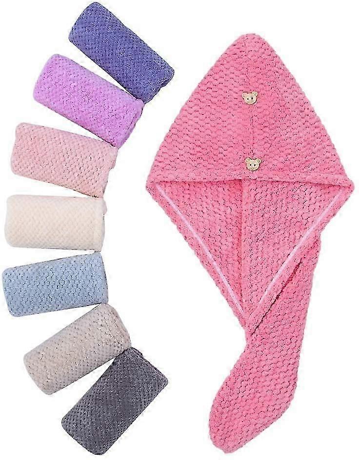 Drying Caps Towel wrapped Microfiber hair drying cap Soft and super absorbent