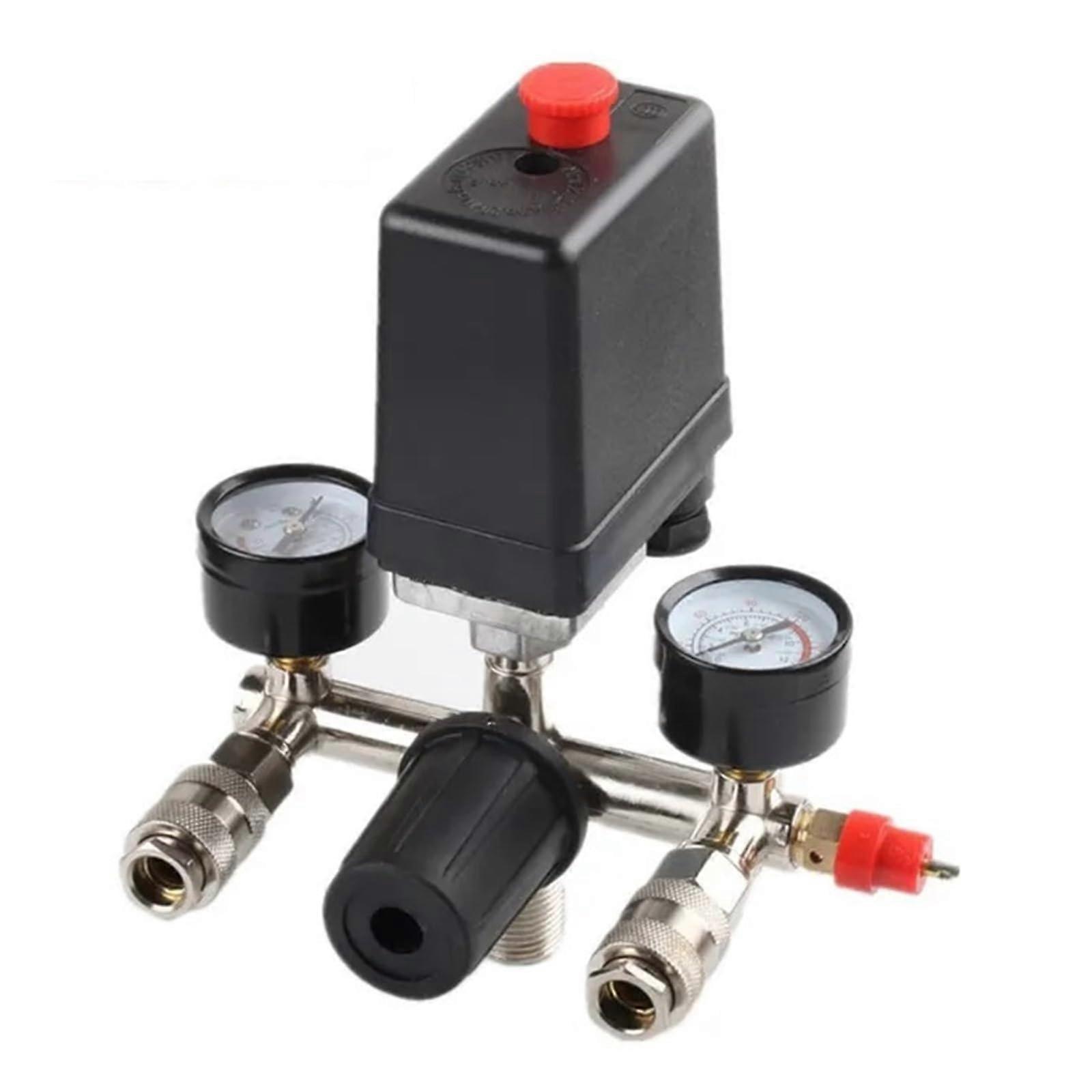 Compressor Pressure Switch 220V/380V 90120 psi Air Compressor Pump with Pressure Switch Valve Manifold Relief Regulator with Gauge(380V)
