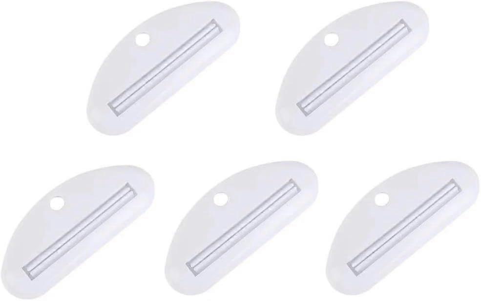 5Pcs White Plastic Toothpaste Squeezer,Toothpaste Tube Squeezer Dispenser,Toothpaste Clips for Saving Toothpaste,Kid Friendly, Simple and Practical, A