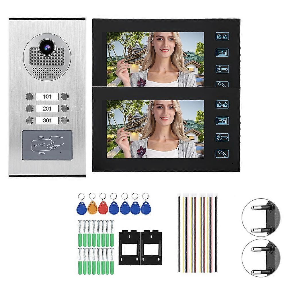 7" HD Video Doorbell with RFID - Dual Monitors, Night Vision, Security Intercom