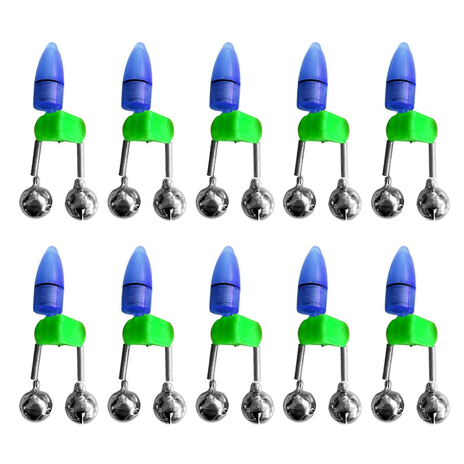10pcs LED Night Fishing Rod Bite Bait Alarm Light with Twin Bells Ring Fishing Bite Alarm Indicator