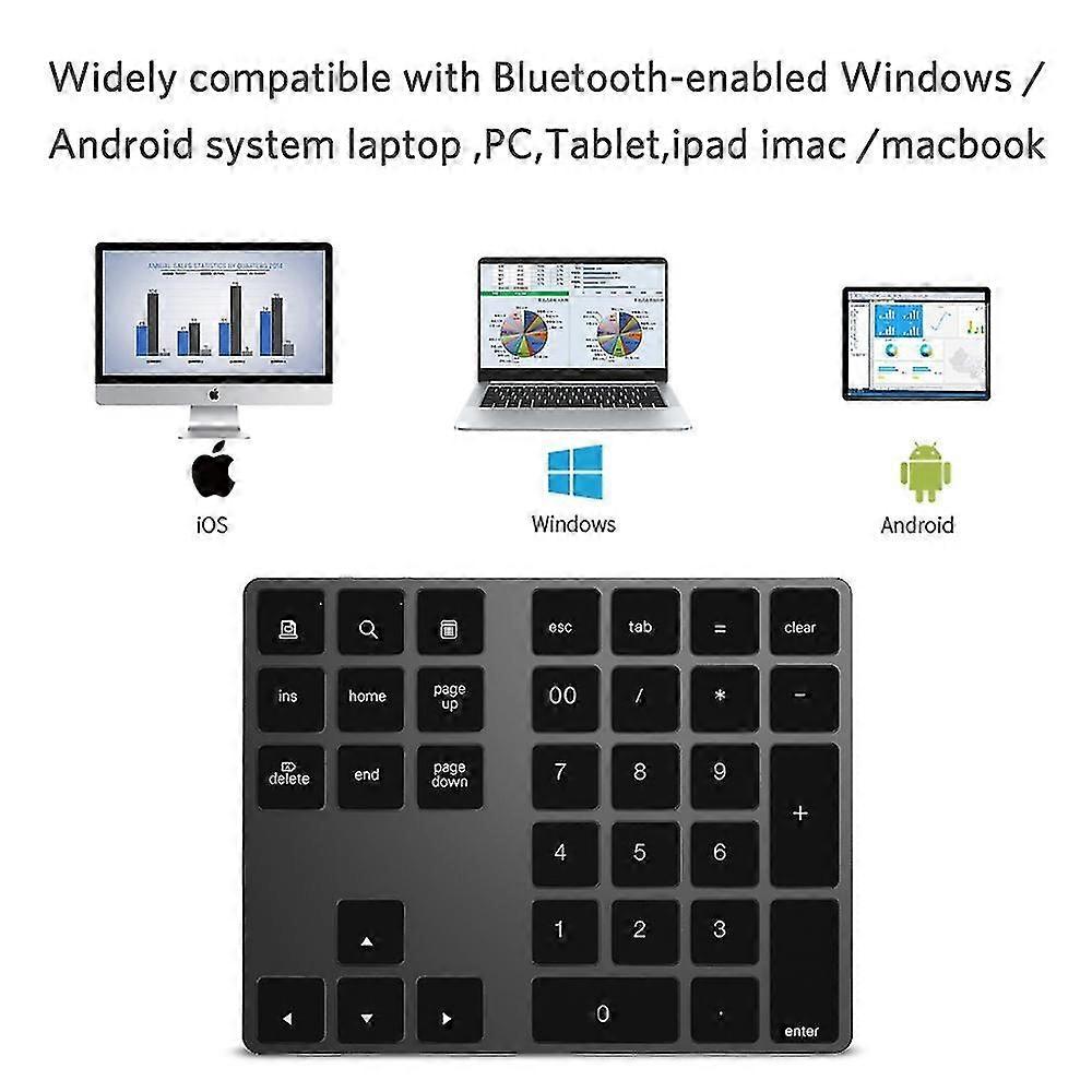 34 Keys Bluetooth Wireless Numeric Keypad Mini Numpad With More Function Keys Digital Keyboard For Pc Macbook Number Pad Mini