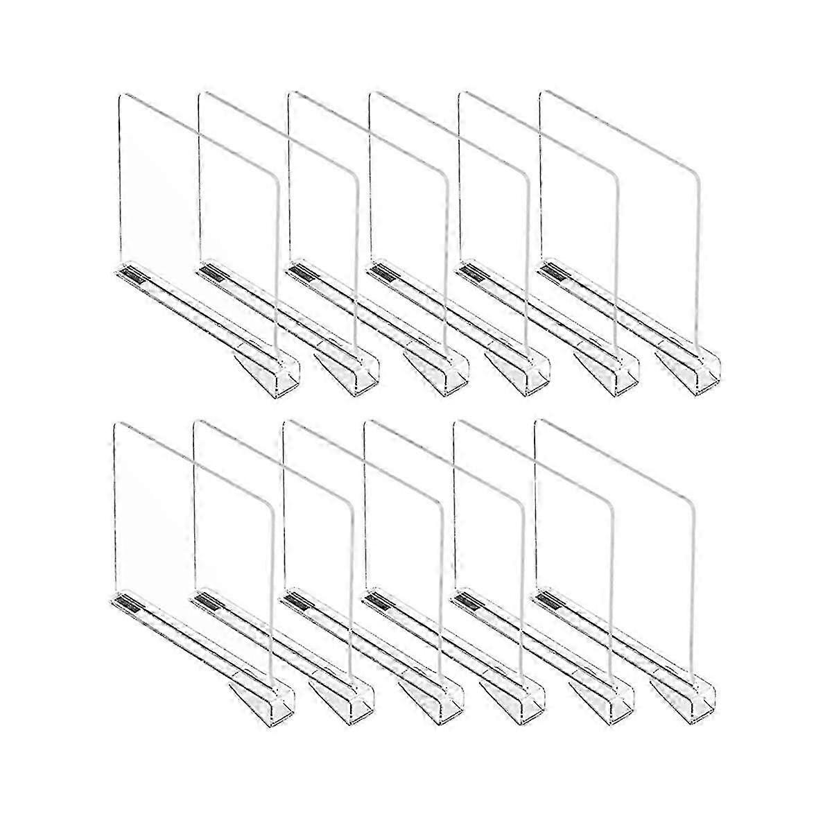 12Pcs Clear PET Shelf Dividers for Closet Transparent Closet Shelf Divider Organizer for Bedroom