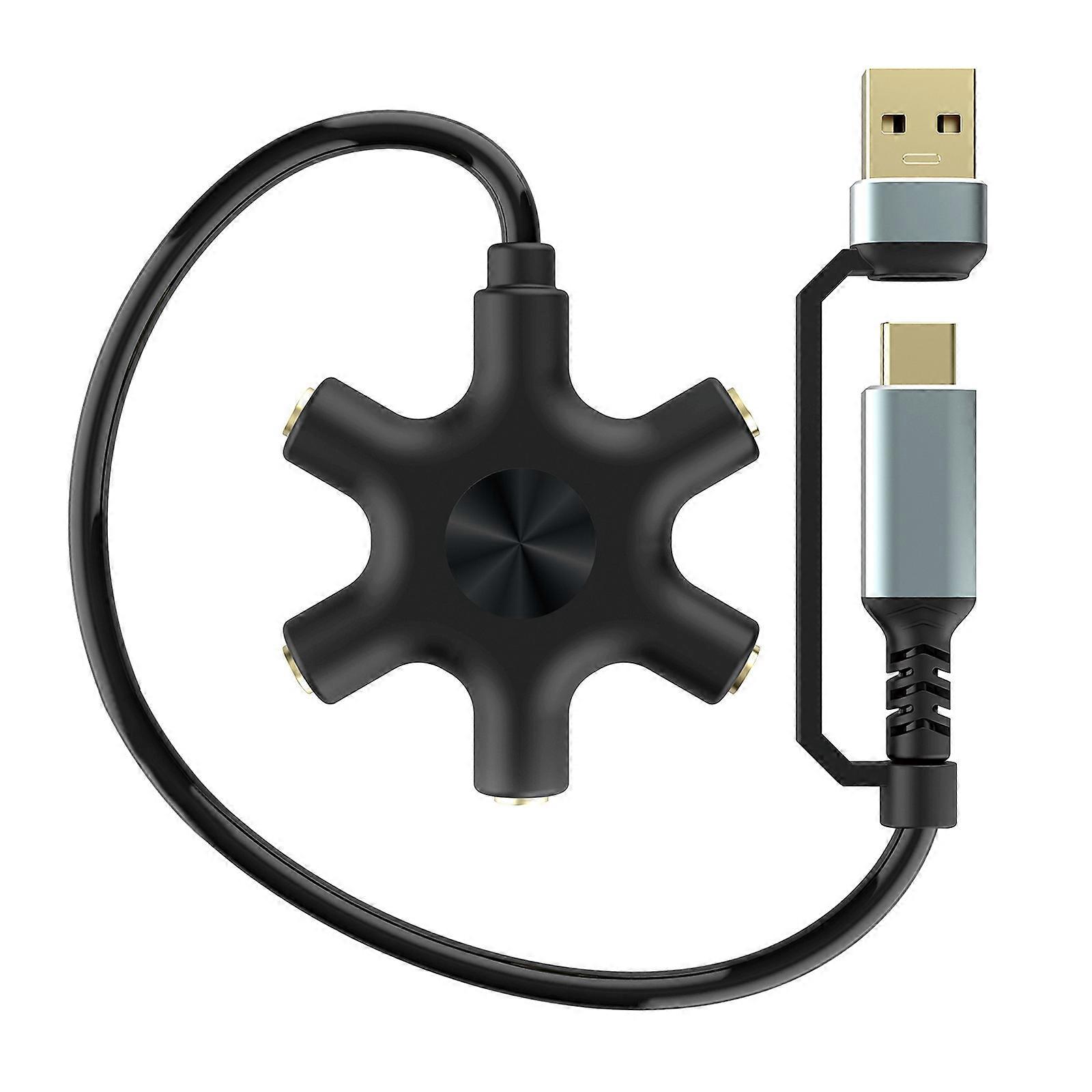 Type C/USB Splitter Cable USB A /Type C to 5x3.5mm AUX Adapter Cord Conversion Adapter Line