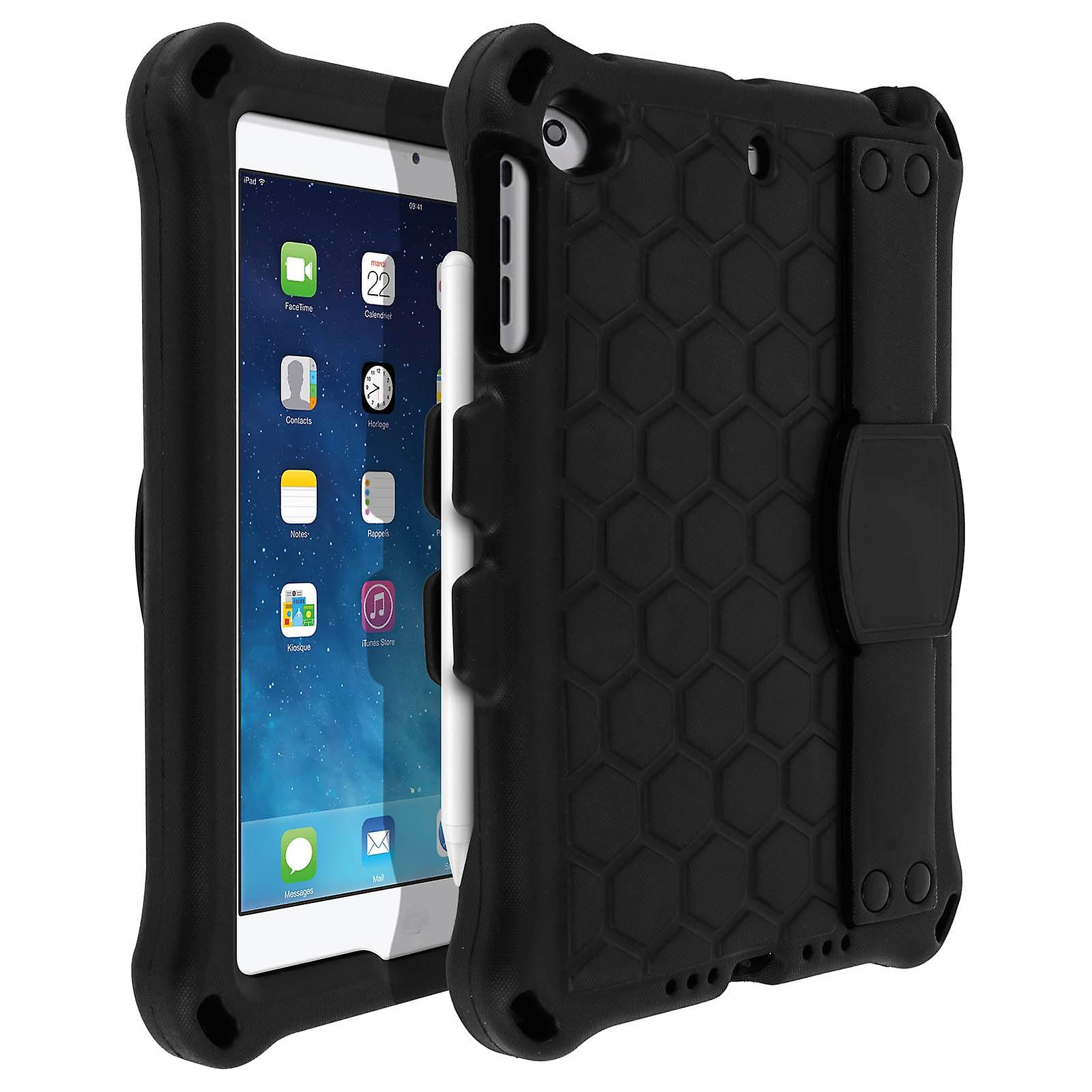 Hybrid Case for iPad Mini 1 / 2 / 3 Rotating Hand Strap Kickstand- Black
