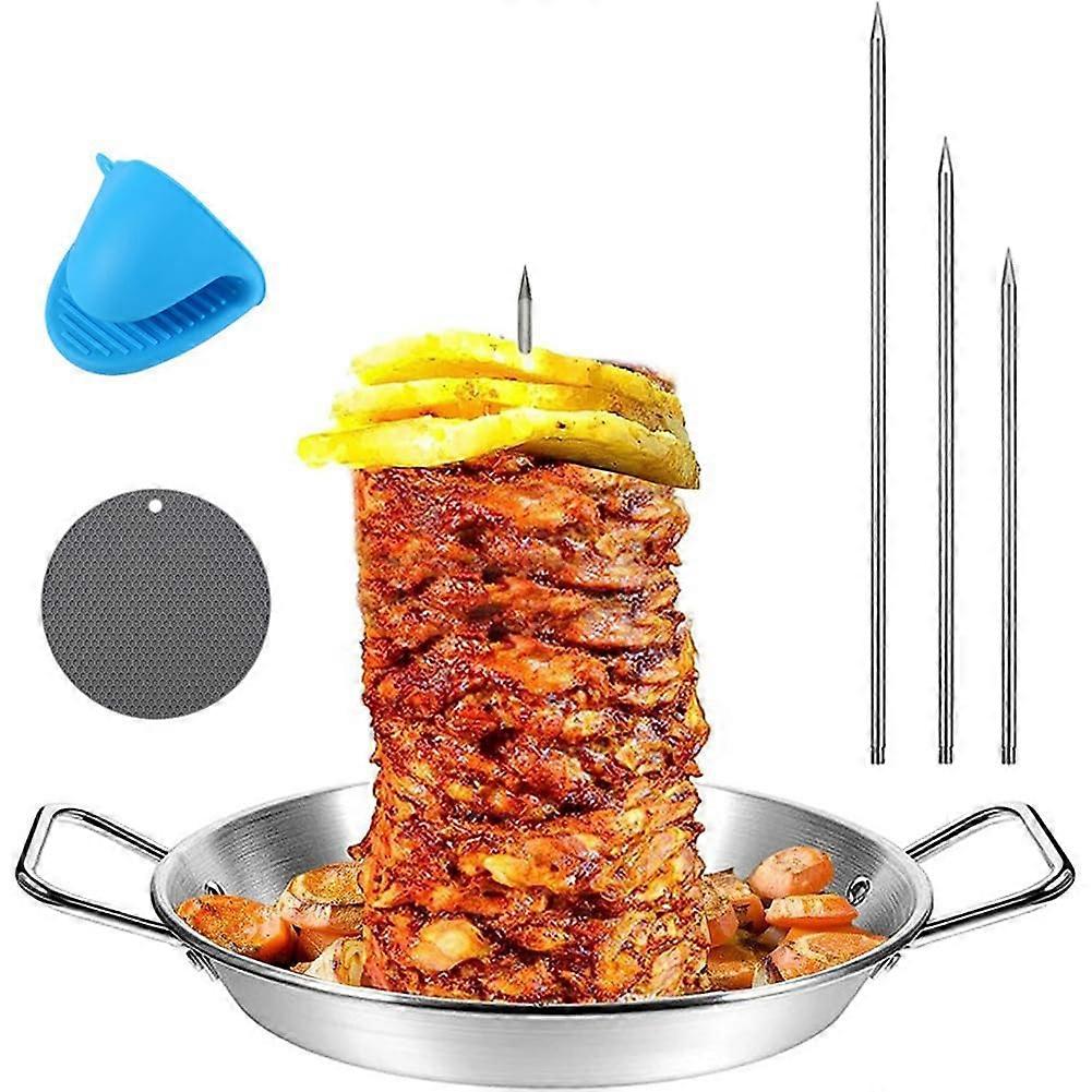 Barbecue Skewer, Vertical Skewer, Brazilian Vertical Grill Stand As Pictured, Made of Stainless Steel with 3 Removable Skewers (8/10/12)