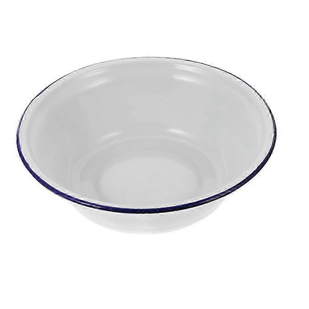 レトロなエナメルミキシングボウルキッチンスープサラダサービングボウル-ホワイト